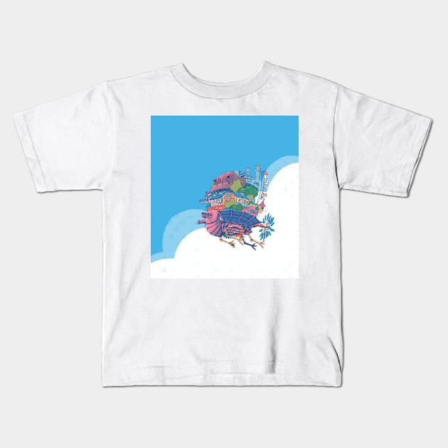 Flying Castle Kids T-Shirt by frankielong@hotmail.co.uk